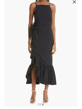 cinq a sept Navy-Black Ruffled Maxi Slip Dress